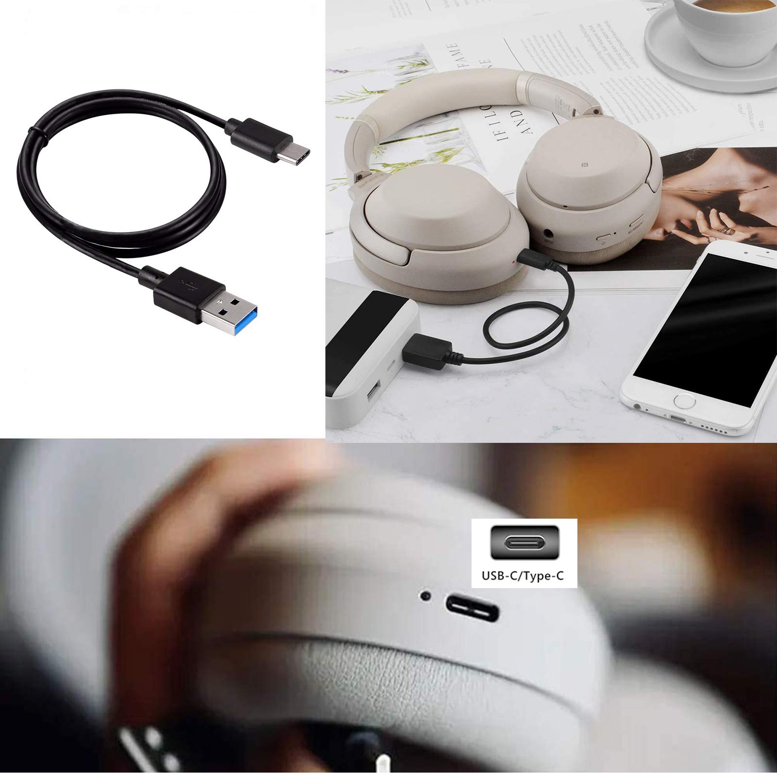 Amazon.com: USB-C Charger Charging Cable Cord for Sony WH